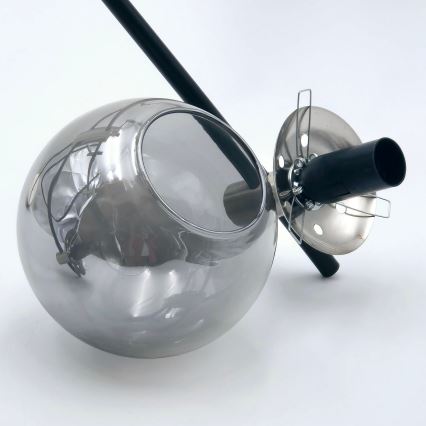 Lustra ar stieni LILOU 6xE14/5W/230V matēts hroms/dūmakains