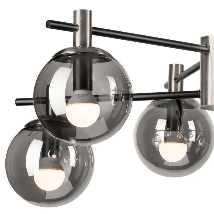 Lustra ar stieni LILOU 6xE14/5W/230V matēts hroms/dūmakains