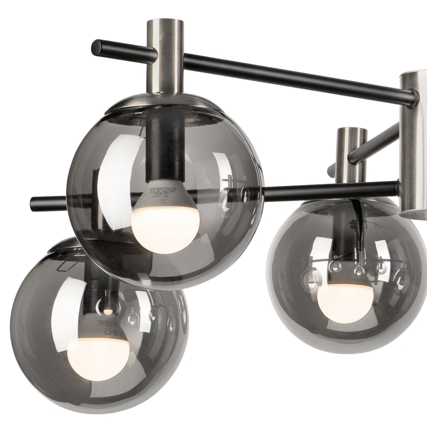 Lustra ar stieni LILOU 6xE14/5W/230V matēts hroms/dūmakains