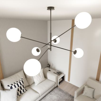 Lustra ar stieni LINEAR 6xE14/10W/230V melna/balta
