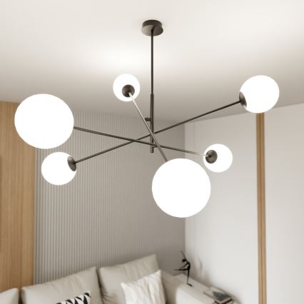 Lustra ar stieni LINEAR 6xE14/10W/230V melna/balta