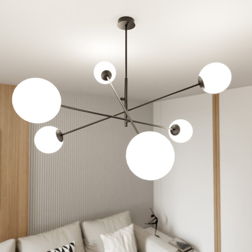 Lustra ar stieni LINEAR 6xE14/10W/230V melna/balta