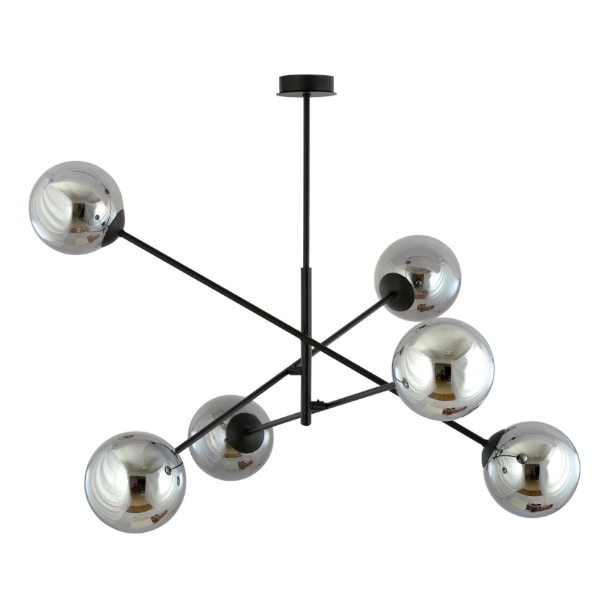 Lustra ar stieni LINEAR 6xE14/10W/230V melna/pelēka