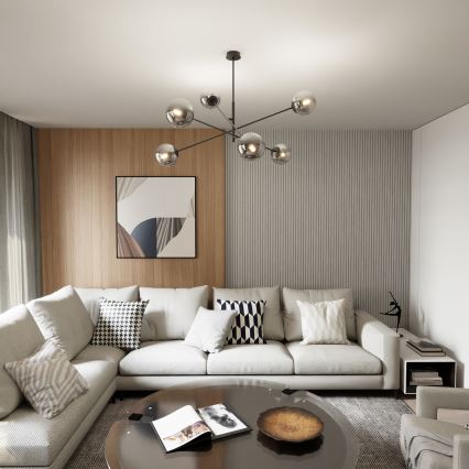Lustra ar stieni LINEAR 6xE14/10W/230V melna/pelēka
