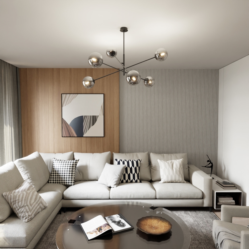 Lustra ar stieni LINEAR 6xE14/10W/230V melna/pelēka