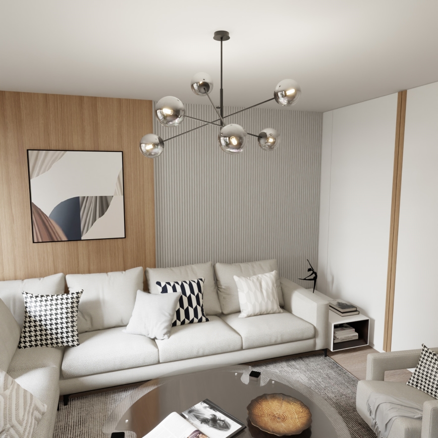 Lustra ar stieni LINEAR 6xE14/10W/230V melna/pelēka