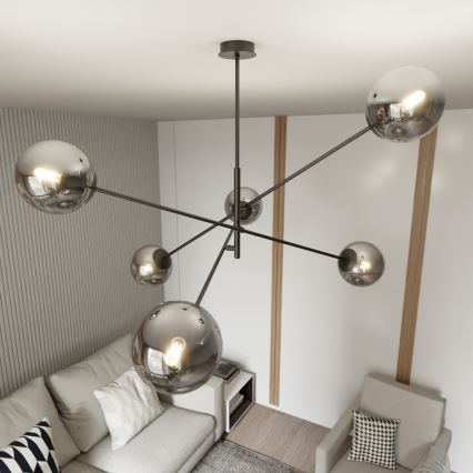 Lustra ar stieni LINEAR 6xE14/10W/230V melna/pelēka