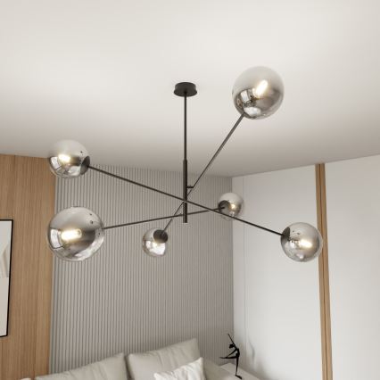 Lustra ar stieni LINEAR 6xE14/10W/230V melna/pelēka