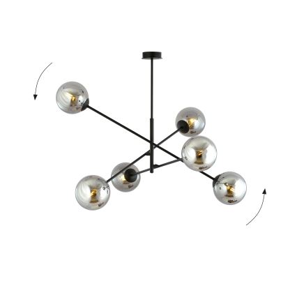 Lustra ar stieni LINEAR 6xE14/10W/230V melna/pelēka