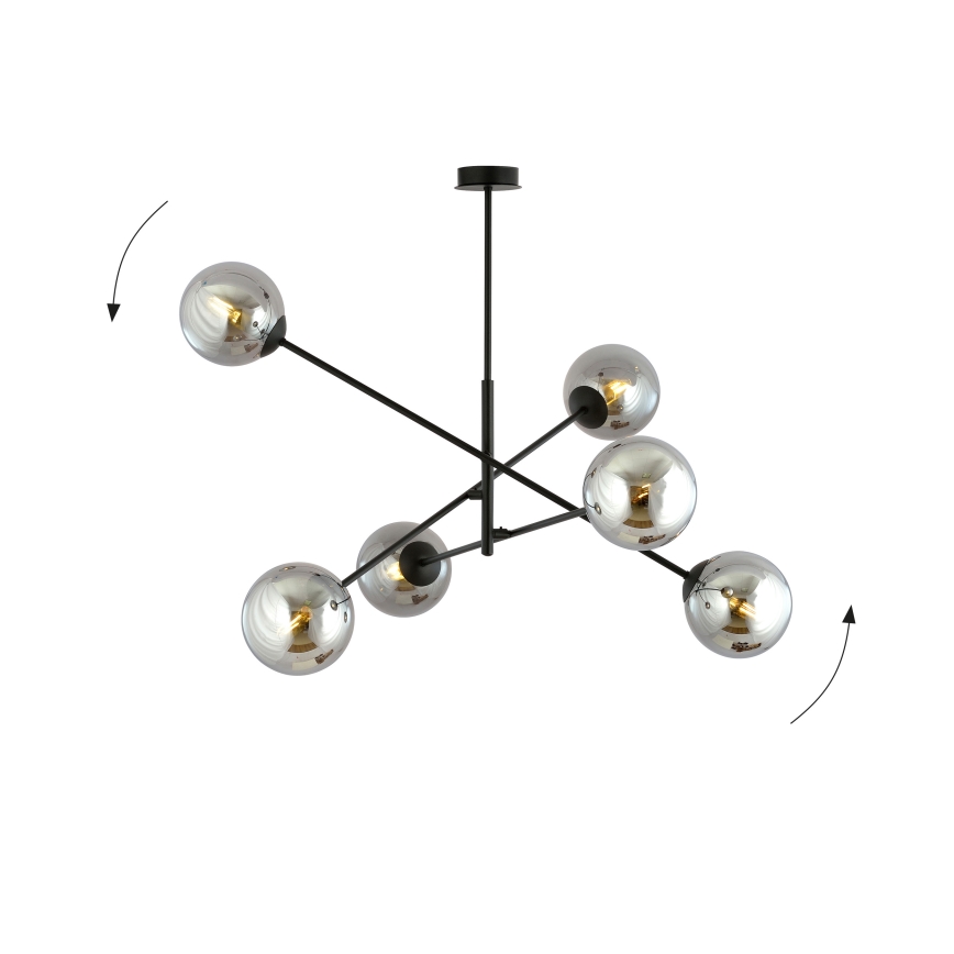 Lustra ar stieni LINEAR 6xE14/10W/230V melna/pelēka
