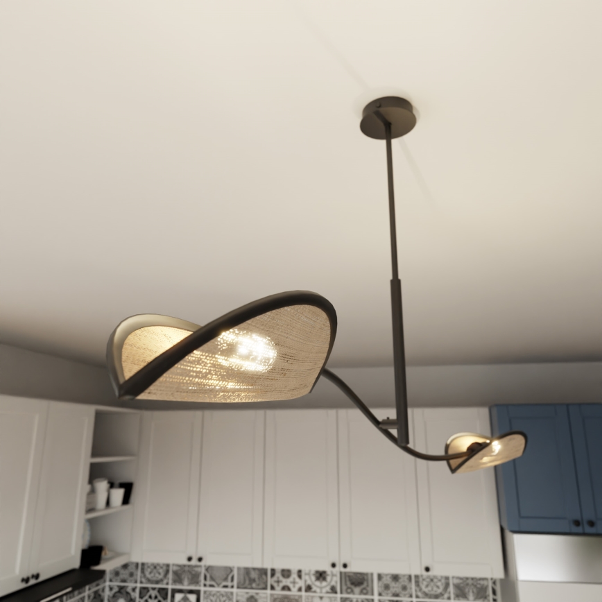 Lustra ar stieni LOTUS 2xE14/10W/230V melna/bēša