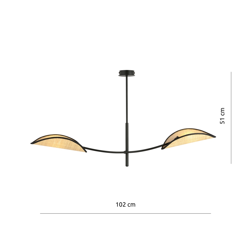 Lustra ar stieni LOTUS 2xE14/10W/230V melna/bēša