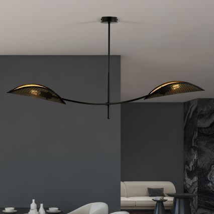 Lustra ar stieni LOTUS 2xE14/10W/230V melna/zelta