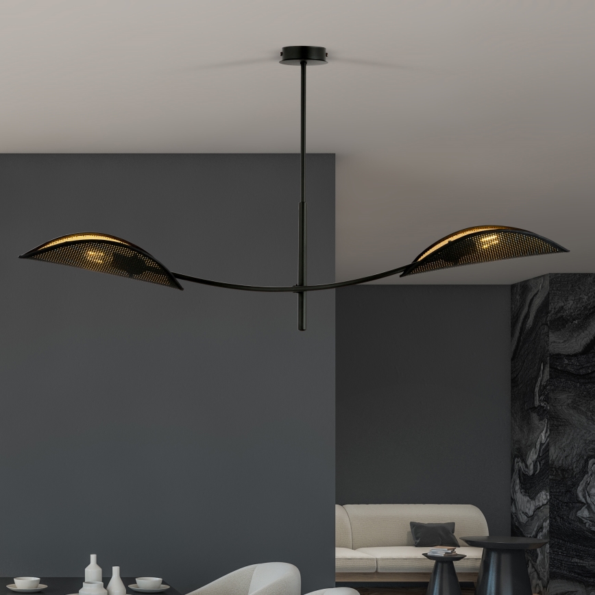 Lustra ar stieni LOTUS 2xE14/10W/230V melna/zelta