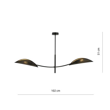 Lustra ar stieni LOTUS 2xE14/10W/230V melna/zelta