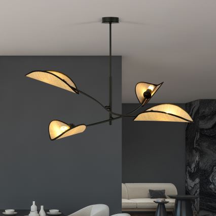 Lustra ar stieni LOTUS 4xE14/10W/230V melna/bēša