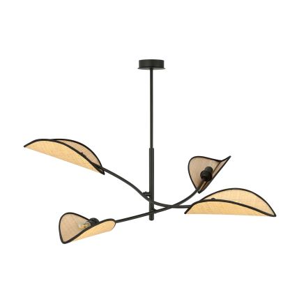 Lustra ar stieni LOTUS 4xE14/10W/230V melna/bēša