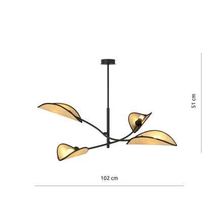 Lustra ar stieni LOTUS 4xE14/10W/230V melna/bēša