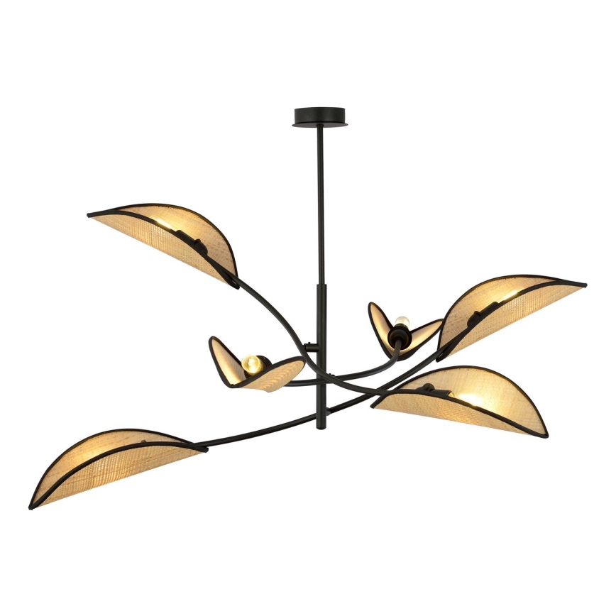 Lustra ar stieni LOTUS 6xE14/10W/230V melna/bēša