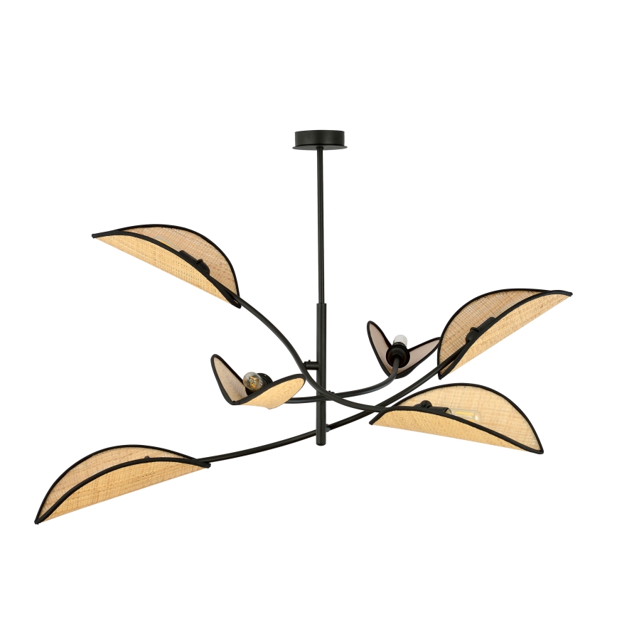 Lustra ar stieni LOTUS 6xE14/10W/230V melna/bēša