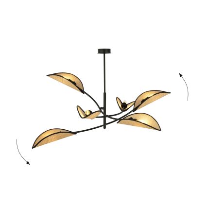 Lustra ar stieni LOTUS 6xE14/10W/230V melna/bēša