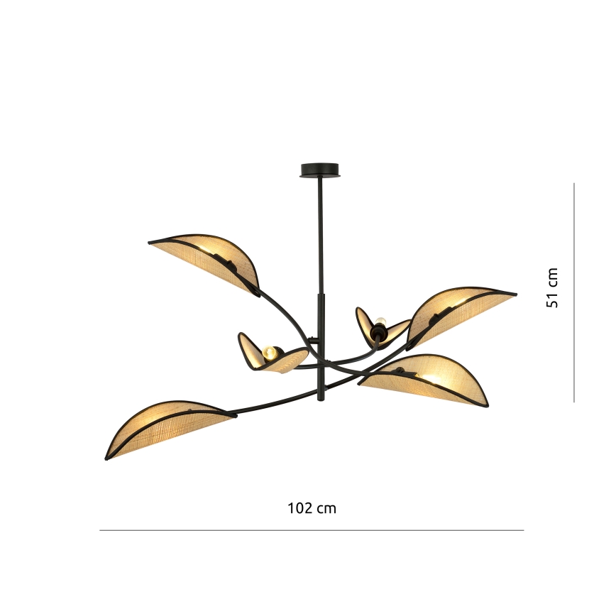 Lustra ar stieni LOTUS 6xE14/10W/230V melna/bēša