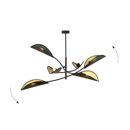 Lustra ar stieni LOTUS 6xE14/10W/230V melna/zelta