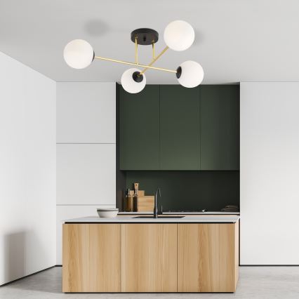 Lustra ar stieni MAGNUM 4xE14/10W/230V balta/zelta/melna