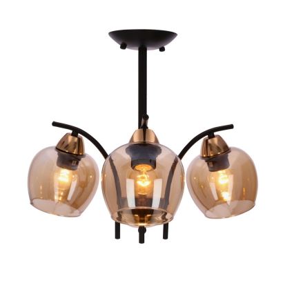 Lustra ar stieni MERRA 3xE27/40W/230V melna/bēša