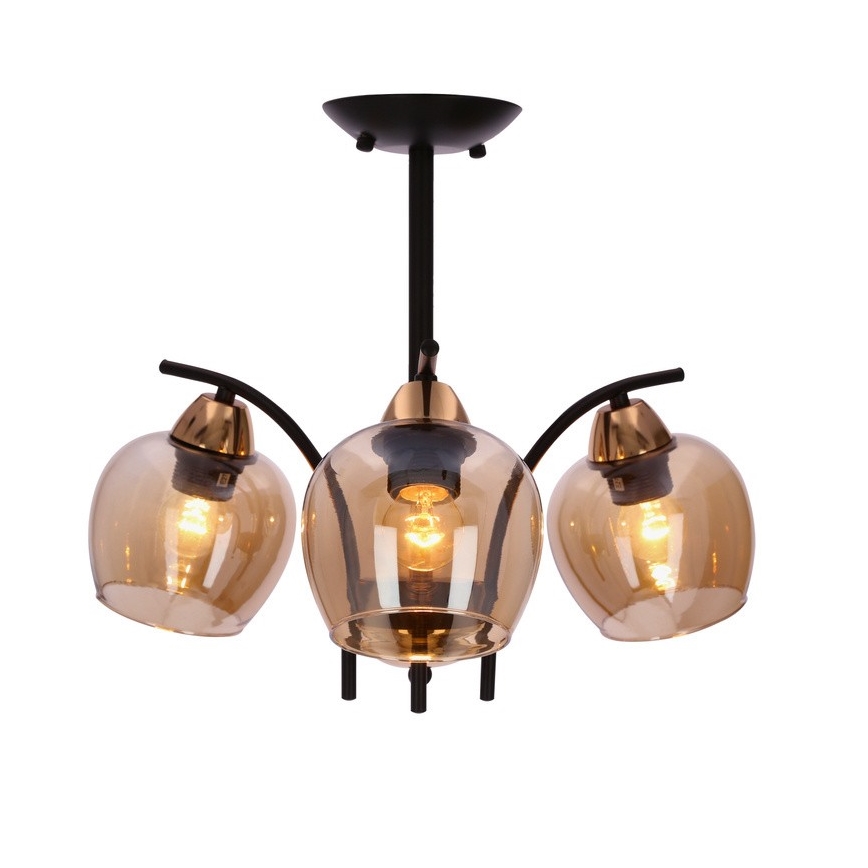 Lustra ar stieni MERRA 3xE27/40W/230V melna/bēša