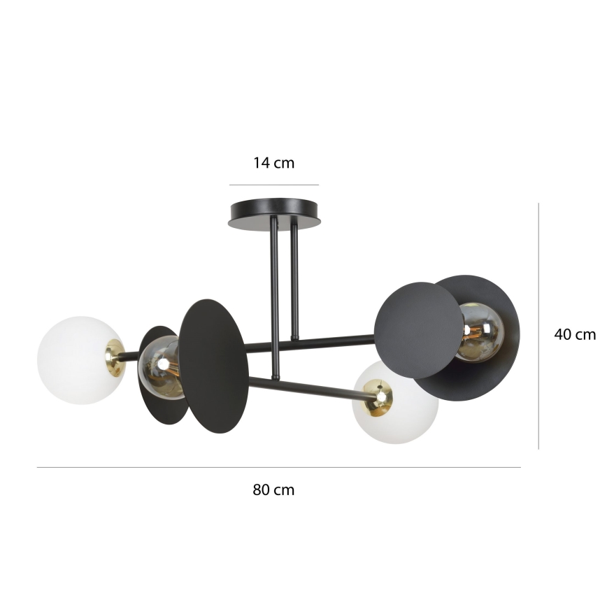 Lustra ar stieni MINERVA 2xE27/15W + 2xE14/10W/230V melna