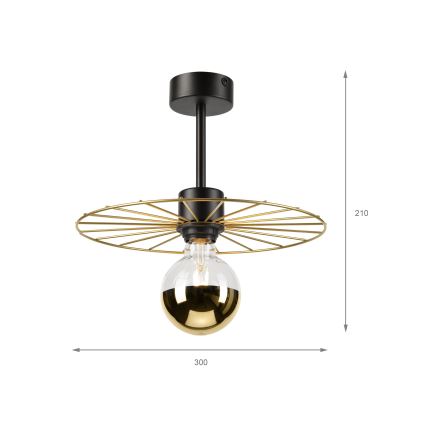 Lustra ar stieni MONTANA 1xE27/15W/230V d. 30 cm zelta/melna