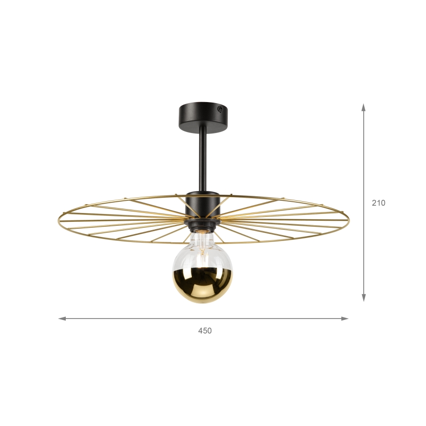 Lustra ar stieni MONTANA 1xE27/15W/230V d. 45 cm zelta/melna