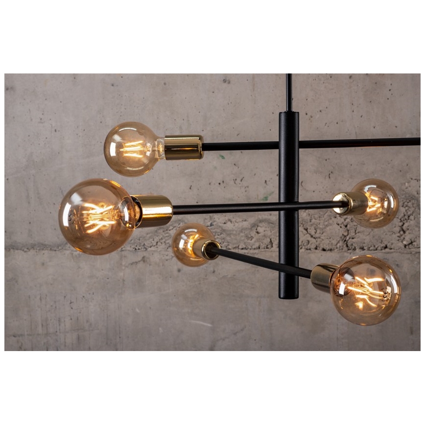 Lustra ar stieni ONYX 6xE27/60W/230V melna/zelta