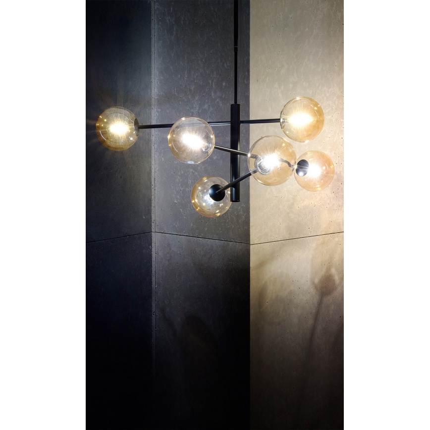Lustra ar stieni ORO 6xG9/12W/230V melna/zelta