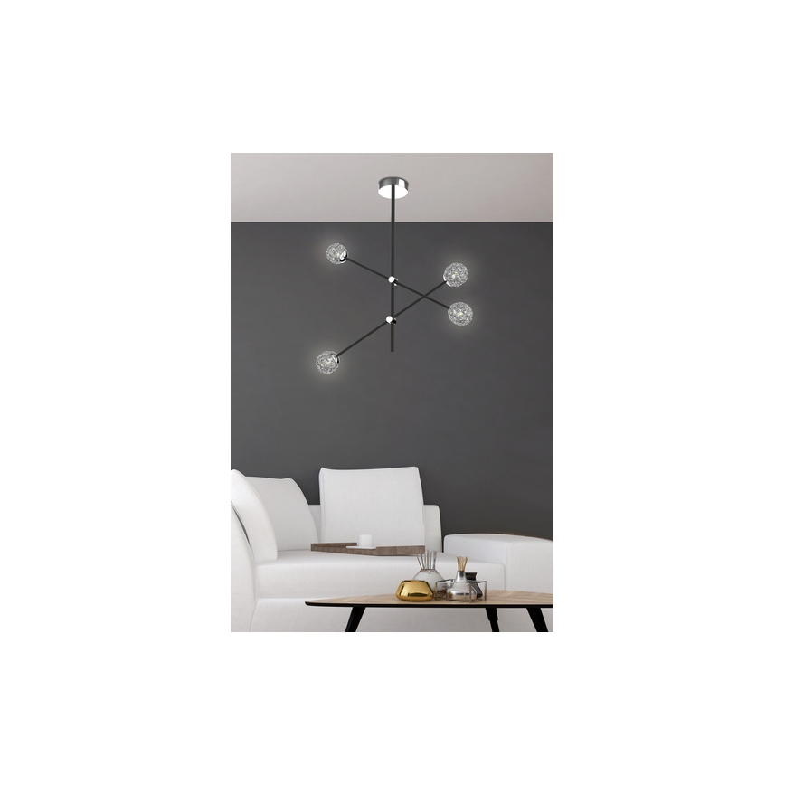 Lustra ar stieni PAKSOS 6xG9/5W/230V melna