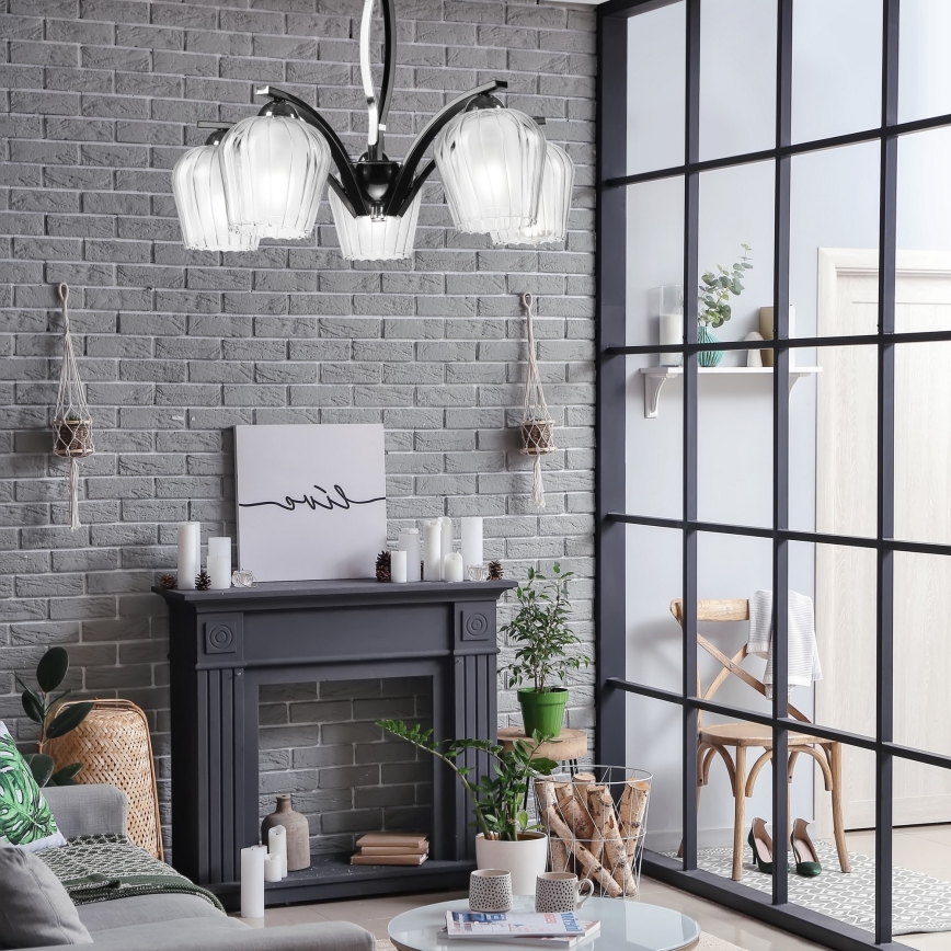 Lustra ar stieni PAULA 5xE27/60W/230V melna