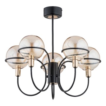 Lustra ar stieni PETRA 5xE14/10W/230V melna/zelta