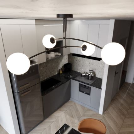 Lustra ar stieni PREGOS 4xE14/10W/230V melna