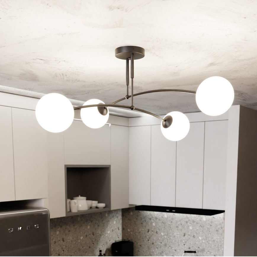 Lustra ar stieni PREGOS 4xE14/10W/230V melna