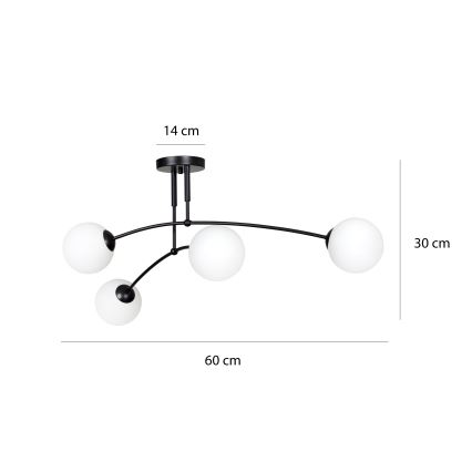 Lustra ar stieni PREGOS 4xE14/10W/230V melna