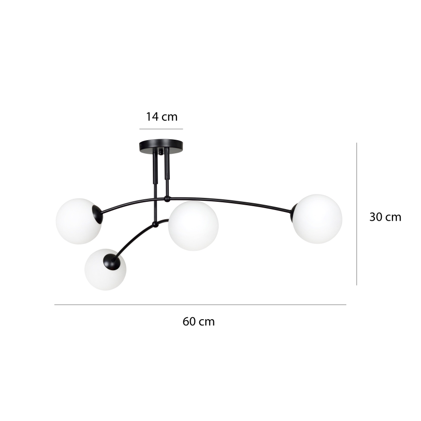 Lustra ar stieni PREGOS 4xE14/10W/230V melna