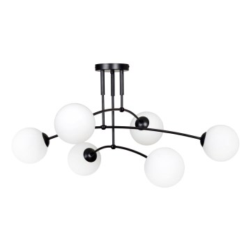 Lustra ar stieni PREGOS 6xE14/10W/230V melna/balta