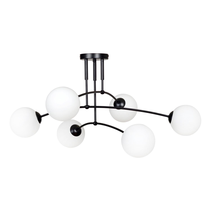 Lustra ar stieni PREGOS 6xE14/10W/230V melna/balta