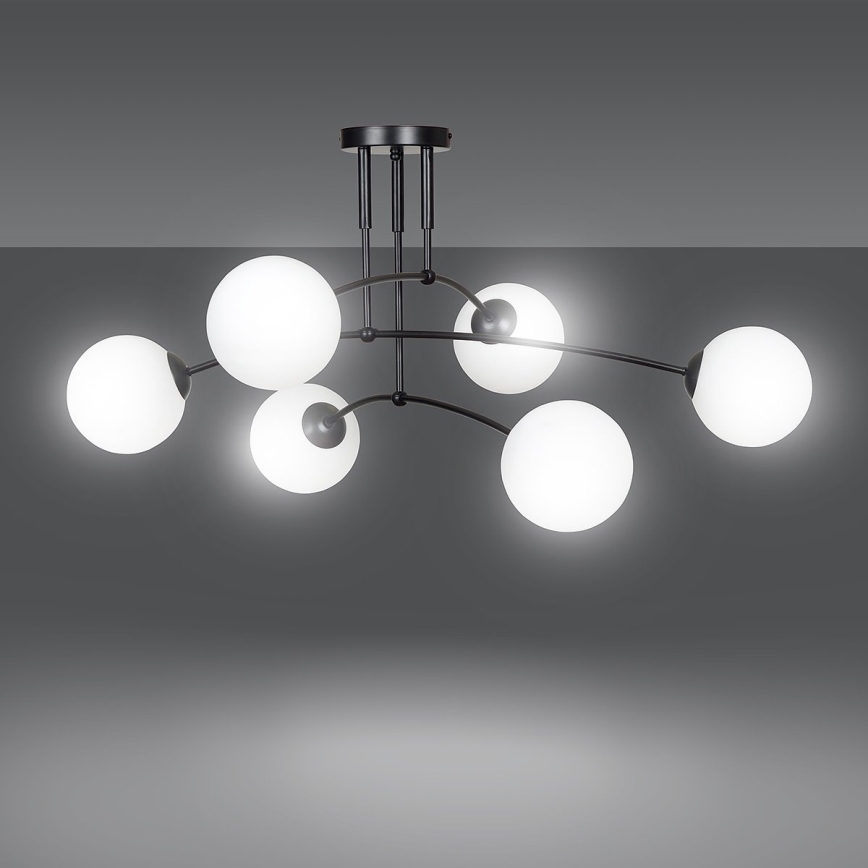 Lustra ar stieni PREGOS 6xE14/10W/230V melna/balta