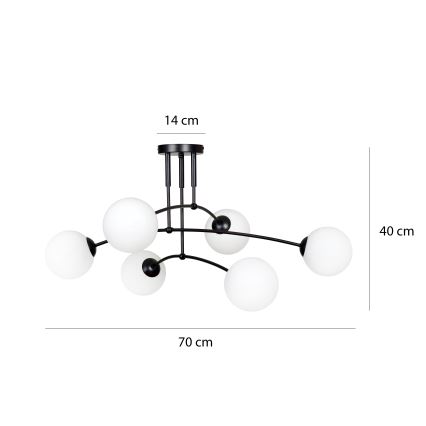 Lustra ar stieni PREGOS 6xE14/10W/230V melna/balta
