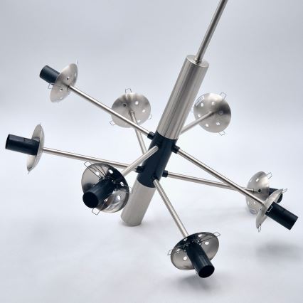 Lustra ar stieni ROLLO 8xE14/5W/230V matēts hroms/dūmakains