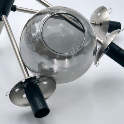 Lustra ar stieni ROLLO 8xE14/5W/230V matēts hroms/dūmakains