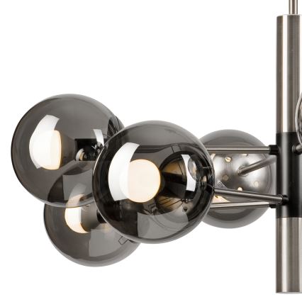 Lustra ar stieni ROLLO 8xE14/5W/230V matēts hroms/dūmakains