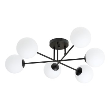 Lustra ar stieni ROMA 6xE14/10W/230V melna/balta